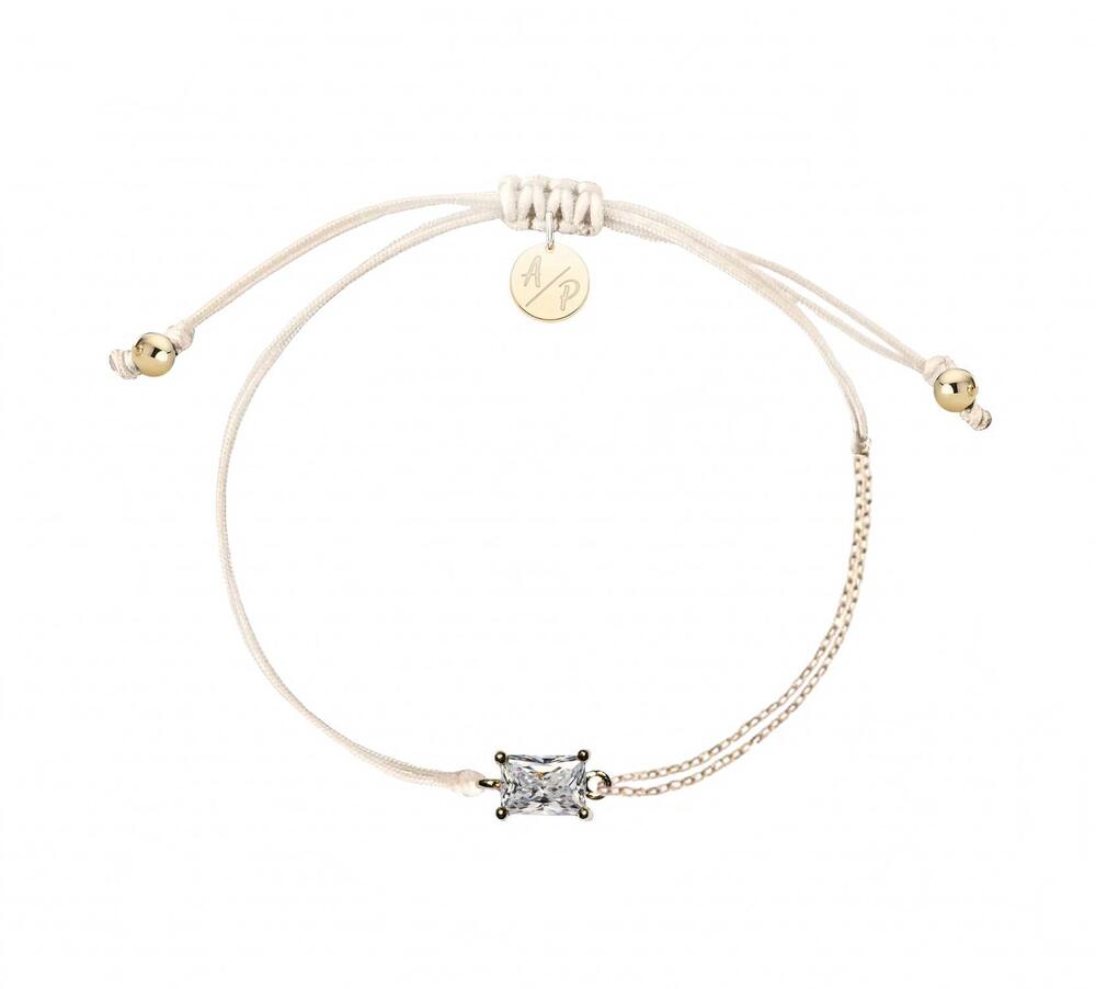 NEW ADRIANA PAPPAS cz emerald cut bracelet on colored cord in ivory
